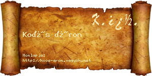Koós Áron névjegykártya
