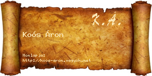 Koós Áron névjegykártya